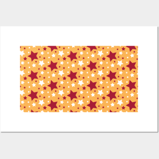 Red, Yellow and White Stars Seamless Pattern 010#001 Posters and Art